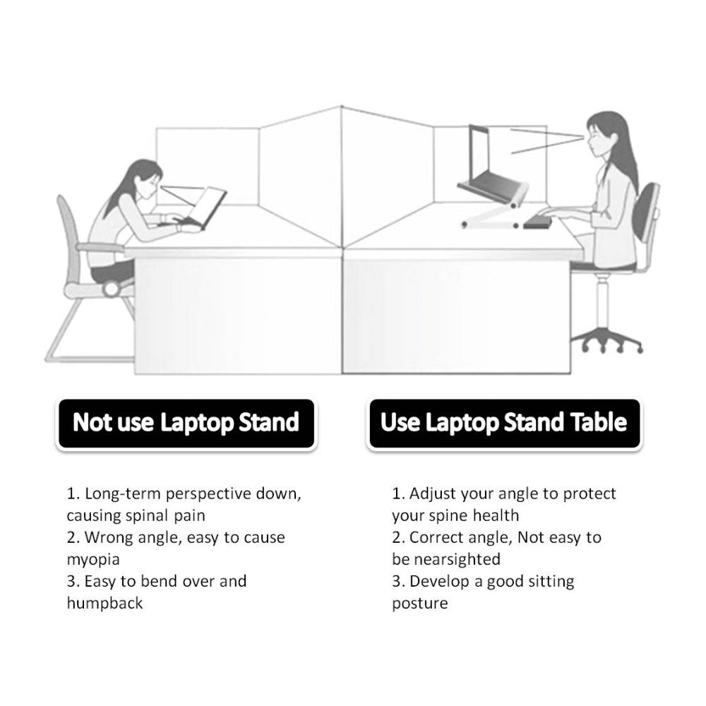 Foldable laptop stand in use on a desk